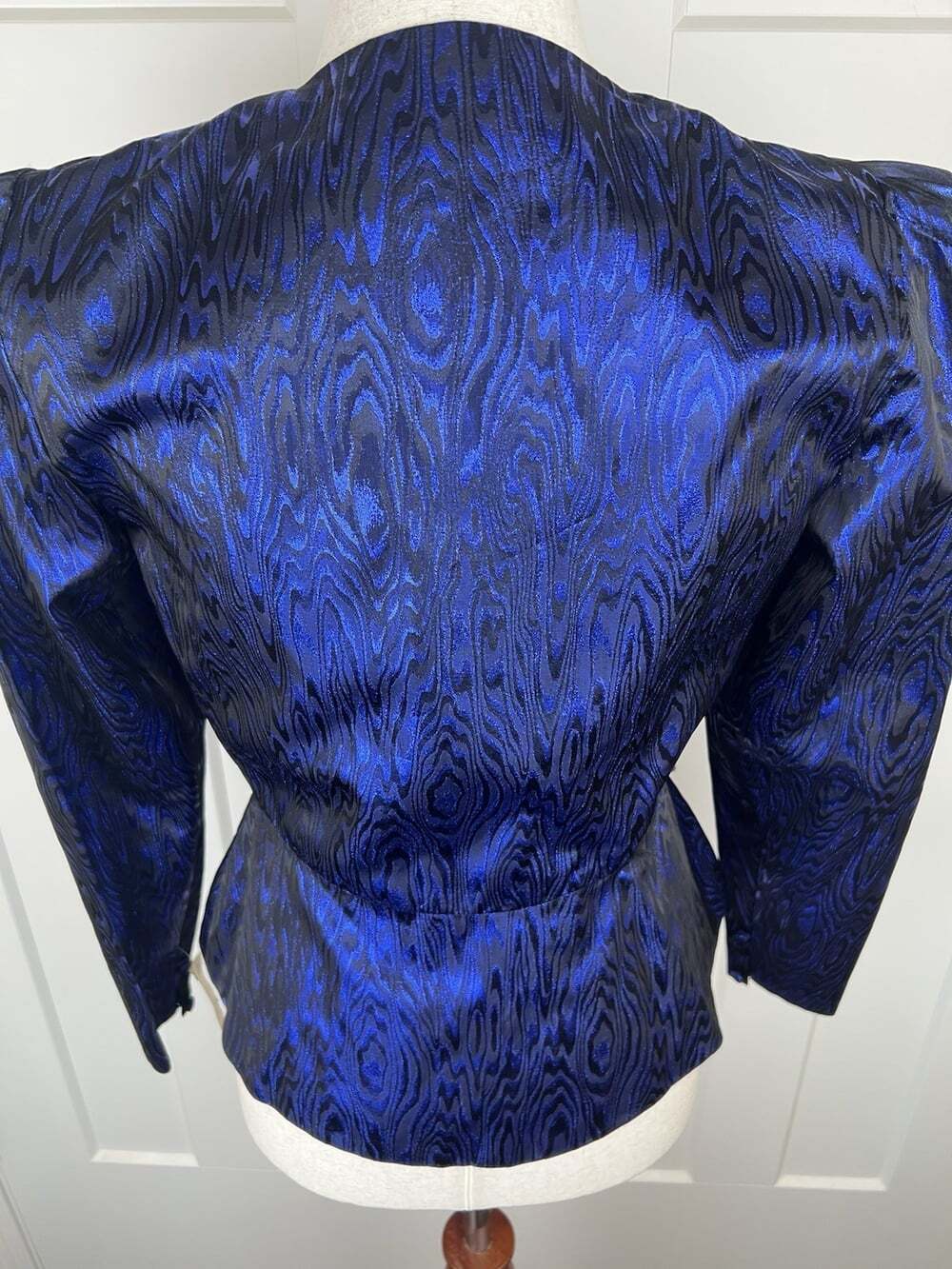 NWT Vintage 80s Neiman Marcus Metallic Cobalt Blue Moire Blazer Top Size 6 USA - Picture 6 of 14